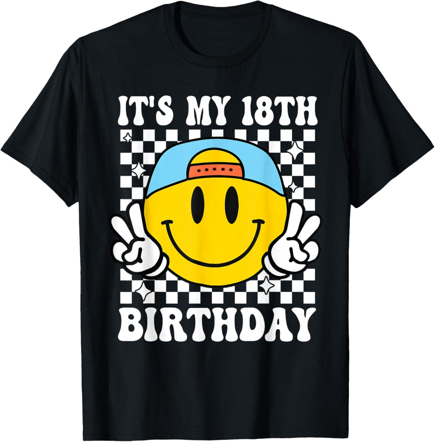 Its My 18th Birthday Smile face 18 Years Old Boys Girls T-Shirt - T-Shirt | Black
