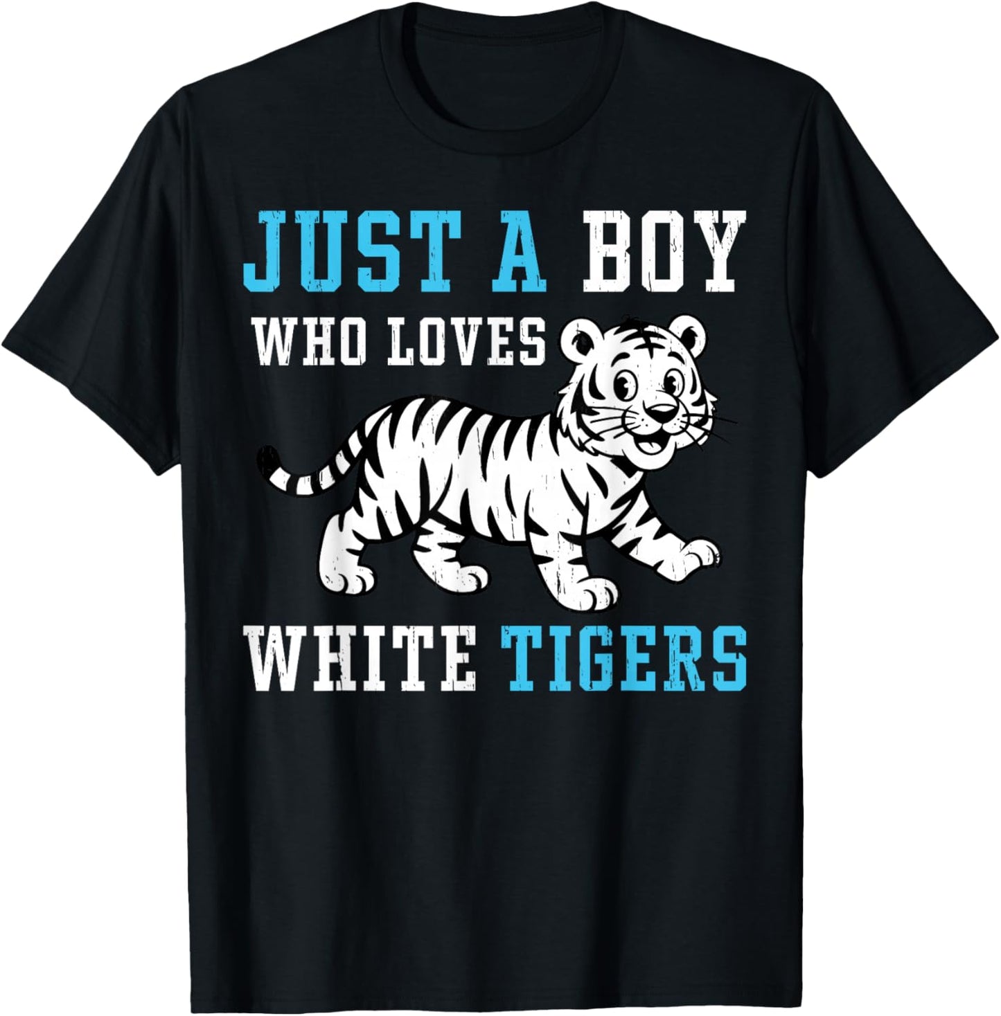 Just A Boy Who Loves White Tigers Big Cat Lover T-Shirt - T-Shirt | Black