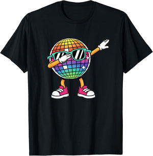 Dabbing Disco Ball Kids 80S 90S Dance T-Shirt - T-Shirt | Black