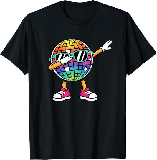 Dabbing Disco Ball Kids 80S 90S Dance T-Shirt - T-Shirt | Black