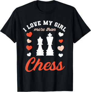 Love My Girl Valentine's Day Chess Boyfriend T-Shirt - T-Shirt | Black