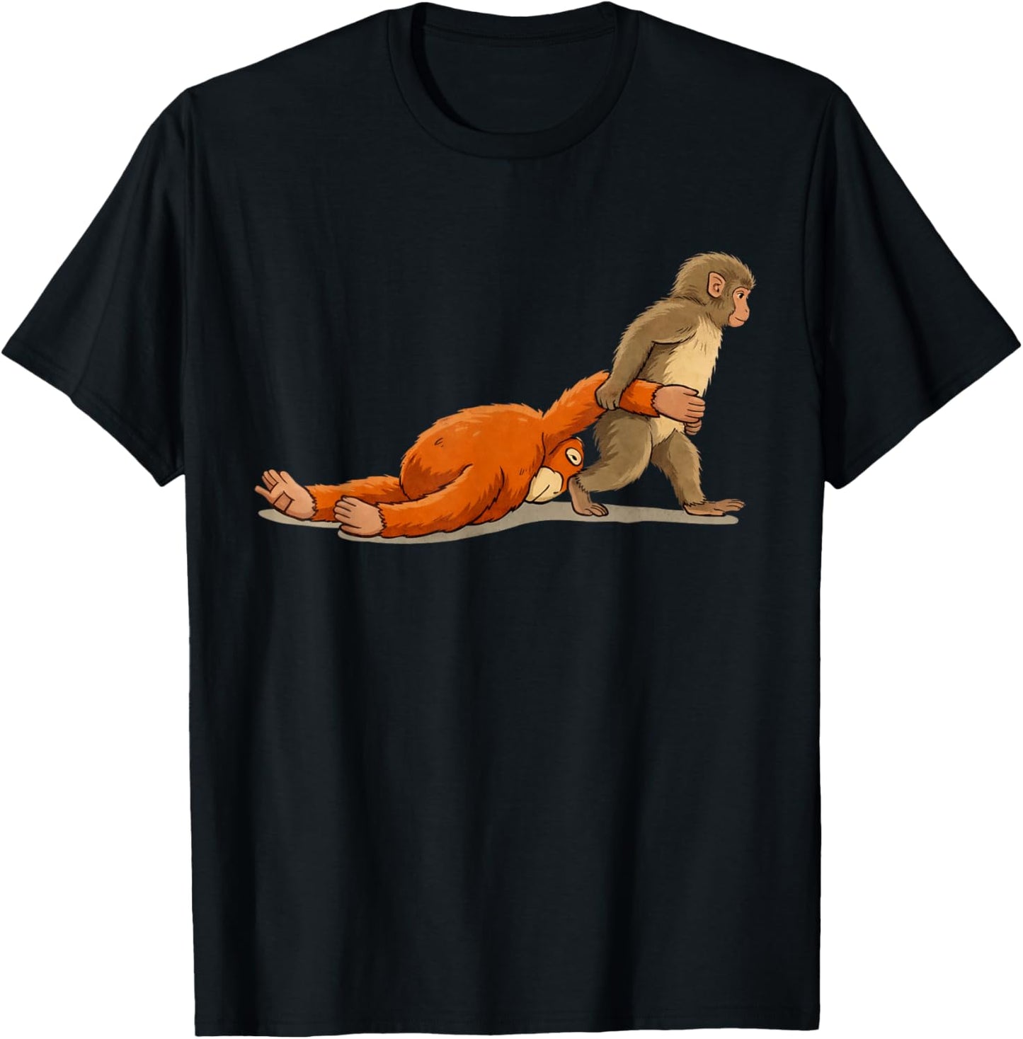 Monkey Punch Baby Monkey Holding Plush Toy T-Shirt - T-Shirt | Black