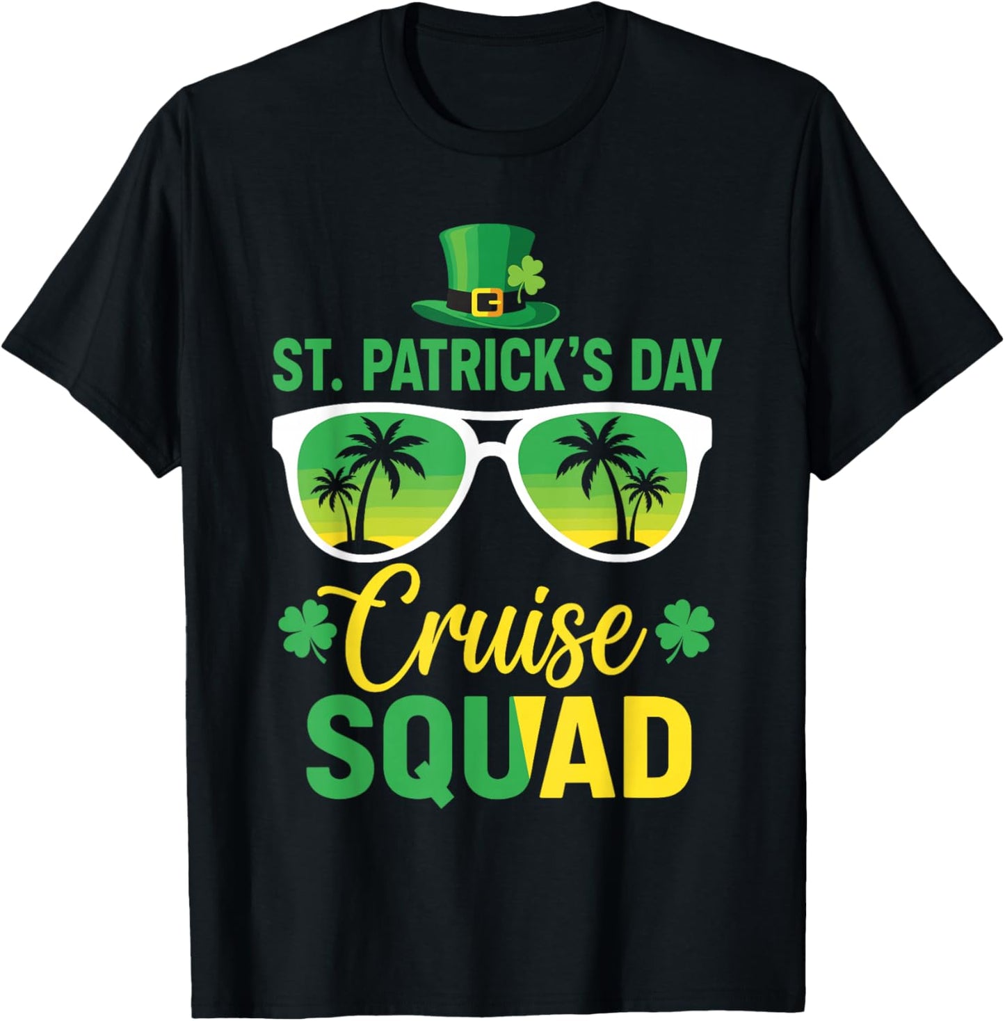 St Patrick's Day Cruise 2026 Lucky Island Vibes Squad T-Shirt - T-Shirt | Black