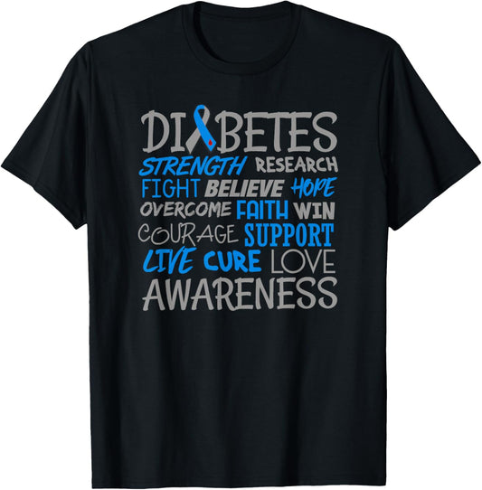 Diabetes Awareness Month Live Cure Love Support T1D T-Shirt - T-Shirt | Black
