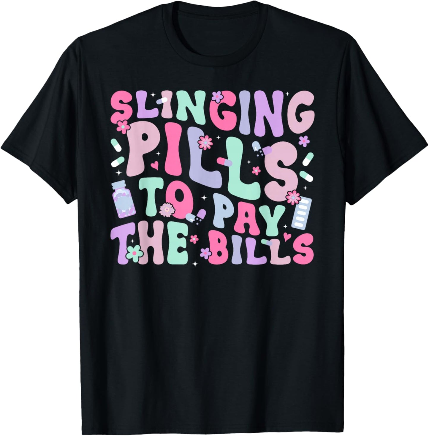 Medication Aide Med Aide Groovy Medication Aides T-Shirt - T-Shirt | Black