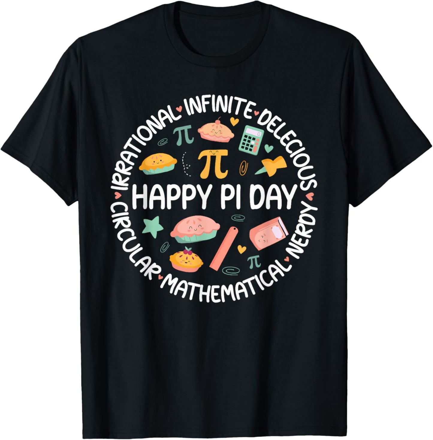 Happy Pi Day Pi Symbol Pi Day 3.14 Funny Pi Math Teacher T-Shirt - T-Shirt | Black