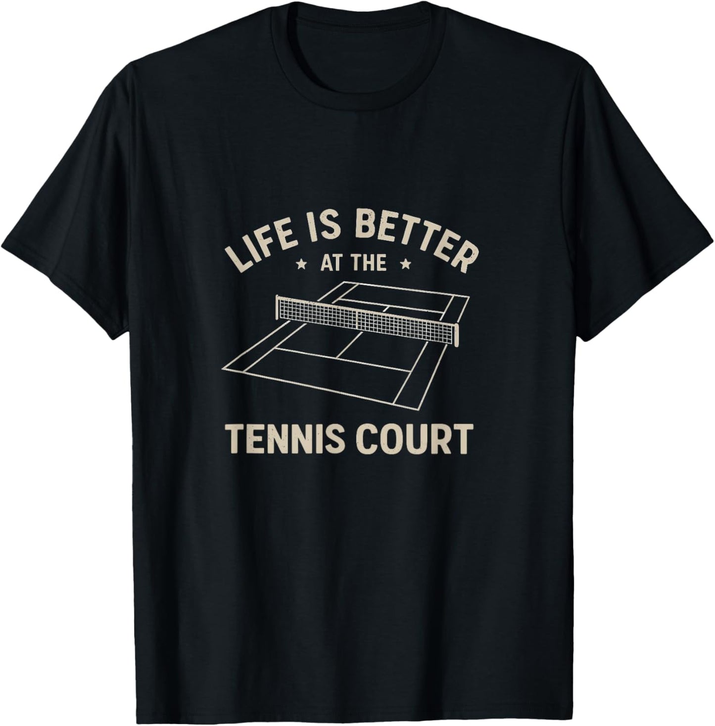 Funny Tennis Court Vintage Men Women Boys Girls T-Shirt - T-Shirt | Black
