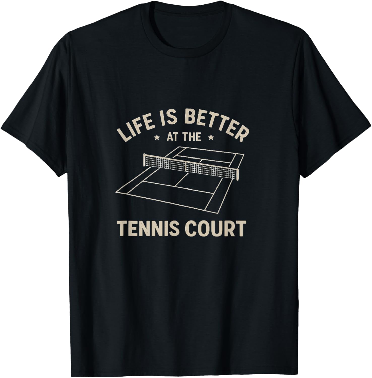 Funny Tennis Court Vintage Men Women Boys Girls T-Shirt - T-Shirt | Black