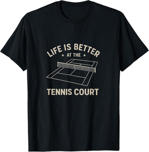Funny Tennis Court Vintage Men Women Boys Girls T-Shirt - T-Shirt | Black