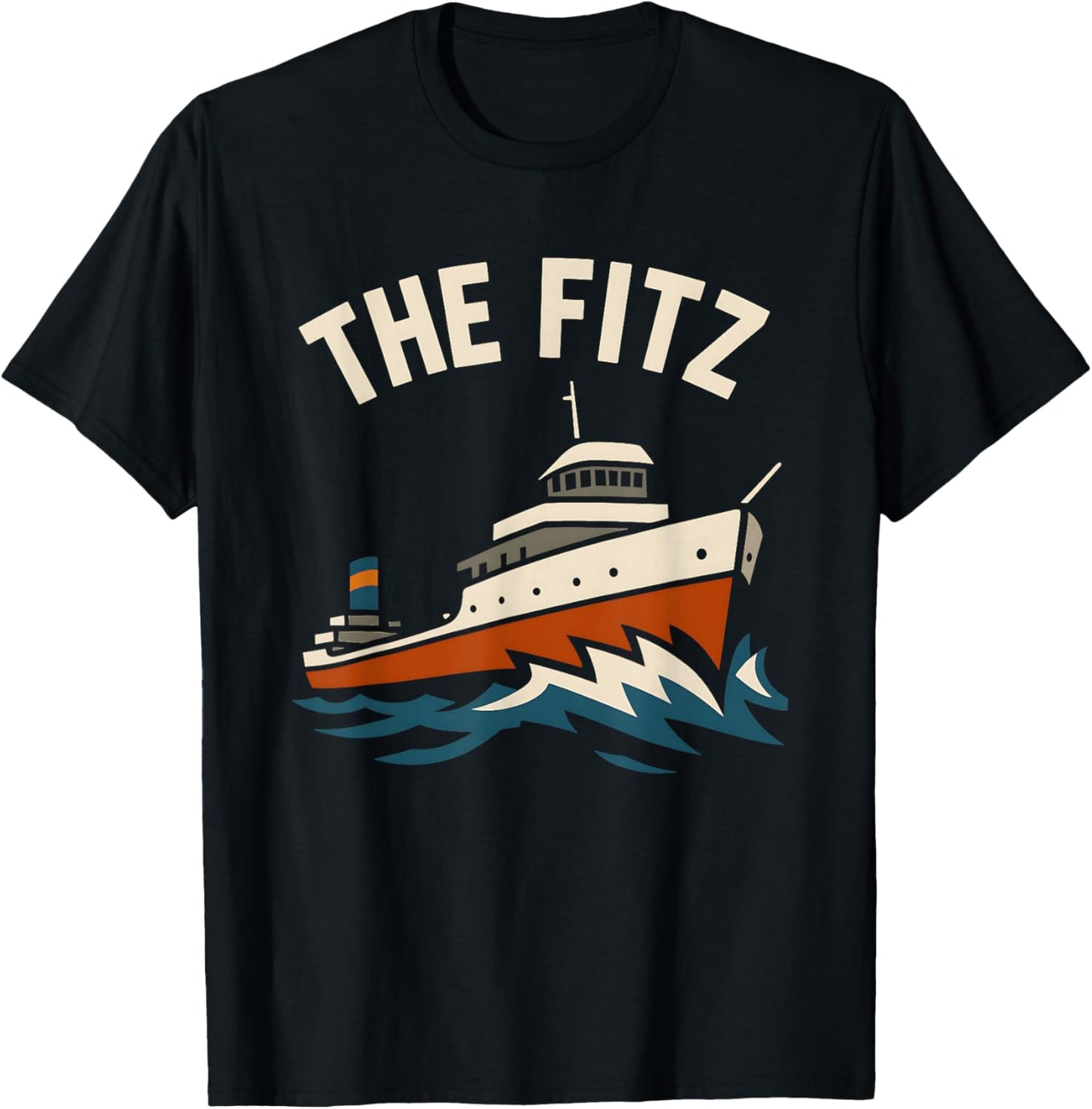 The Fitz SS Edmund Fitzgerald Great Lakes Shipwreck Vintage T-Shirt - T-Shirt | Black