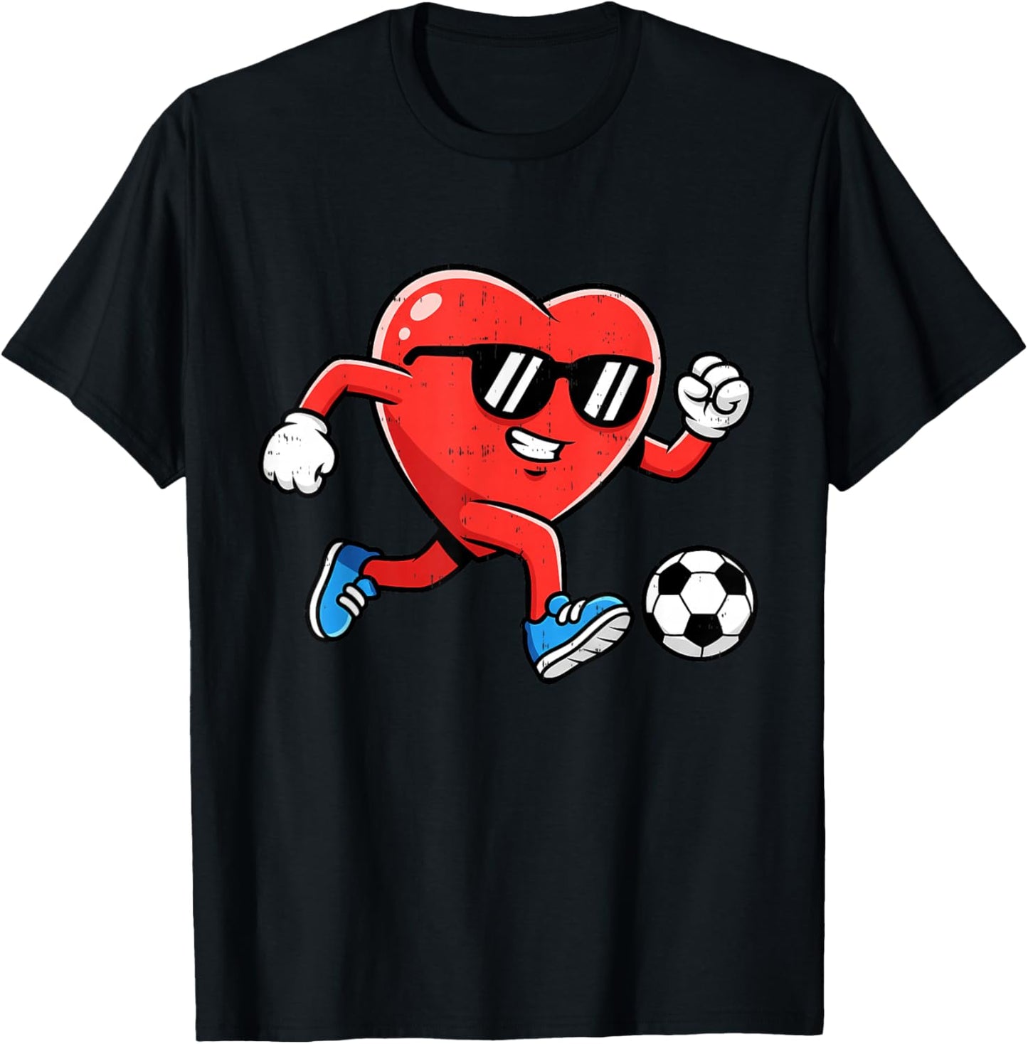 Heart Play Soccer Valentines Day for Teens Boys Girls Kids T-Shirt - T-Shirt | Black