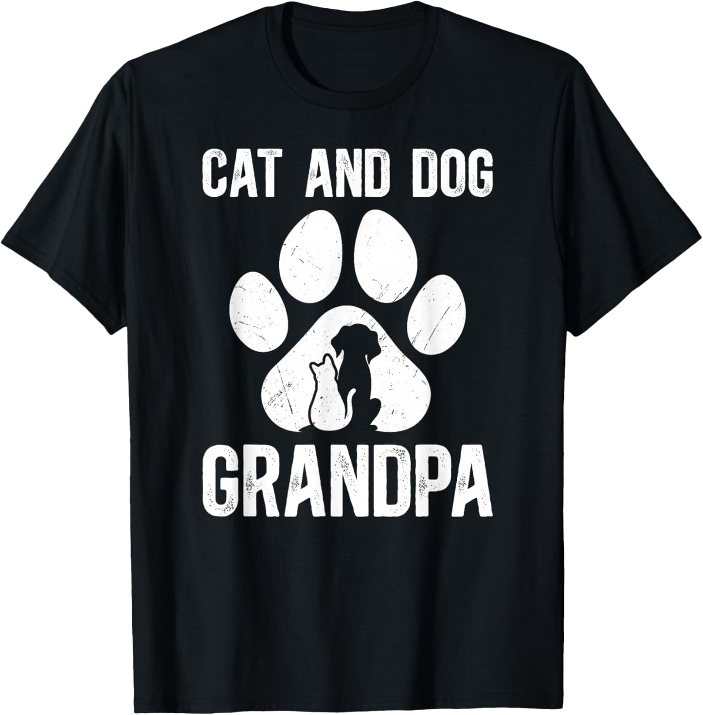 Cat and Dog Grandpa Proud Dog and Cat Owner T-Shirt - T-Shirt | Black