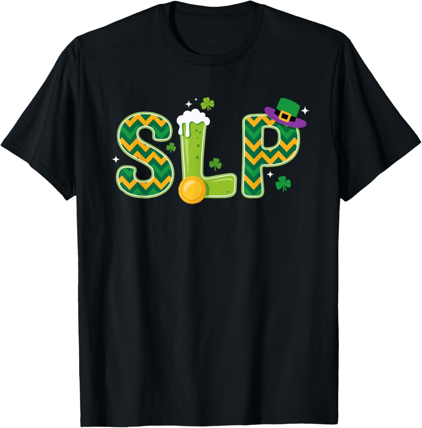 SLP St Patrick's Day Speech Therapist T-Shirt - T-Shirt | Black