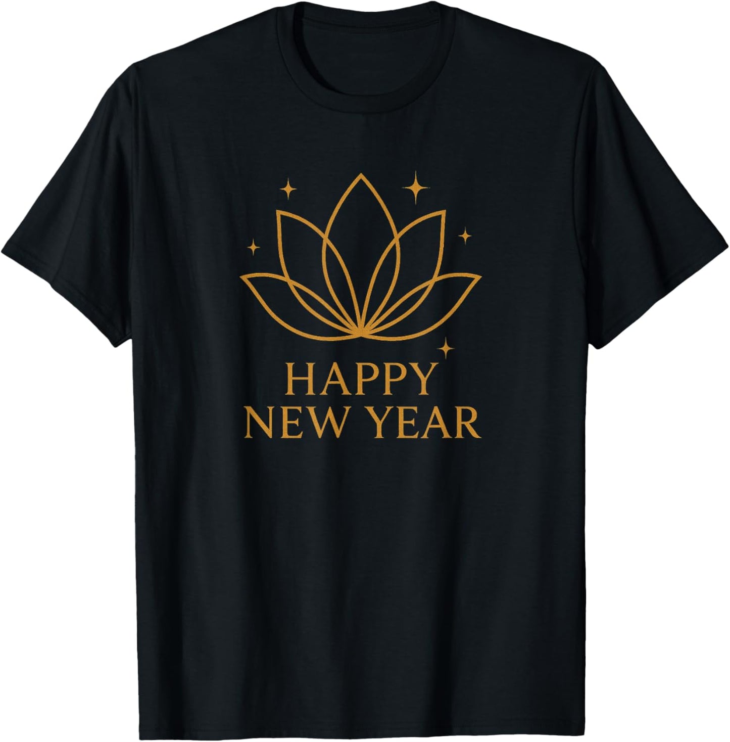 New Beginnings Lotus Line Art T-Shirt - T-Shirt | Black