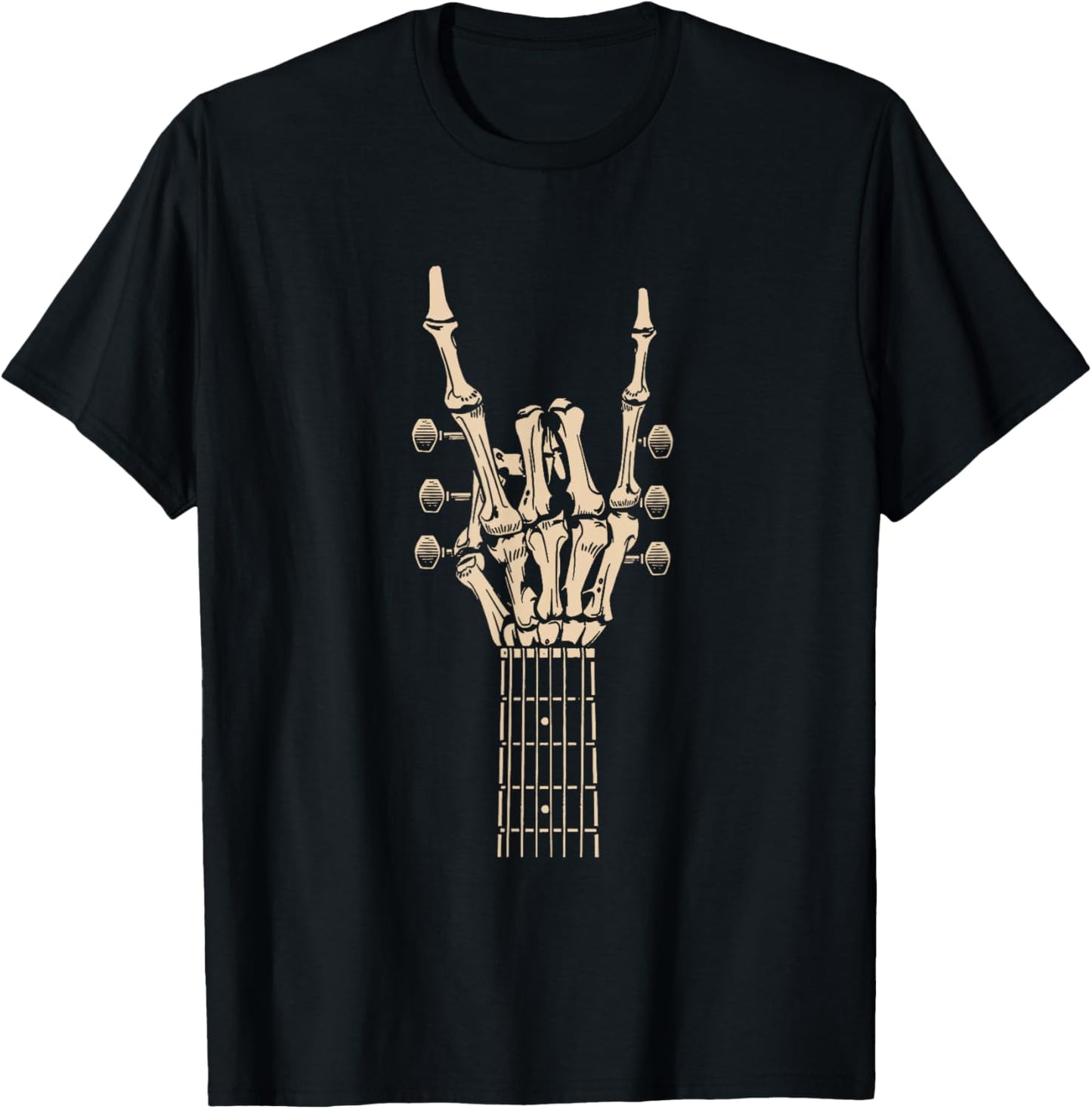 Rock Guitar Skeleton Hand Halloween Guitarist Spooky Season T-Shirt - T-Shirt | Black