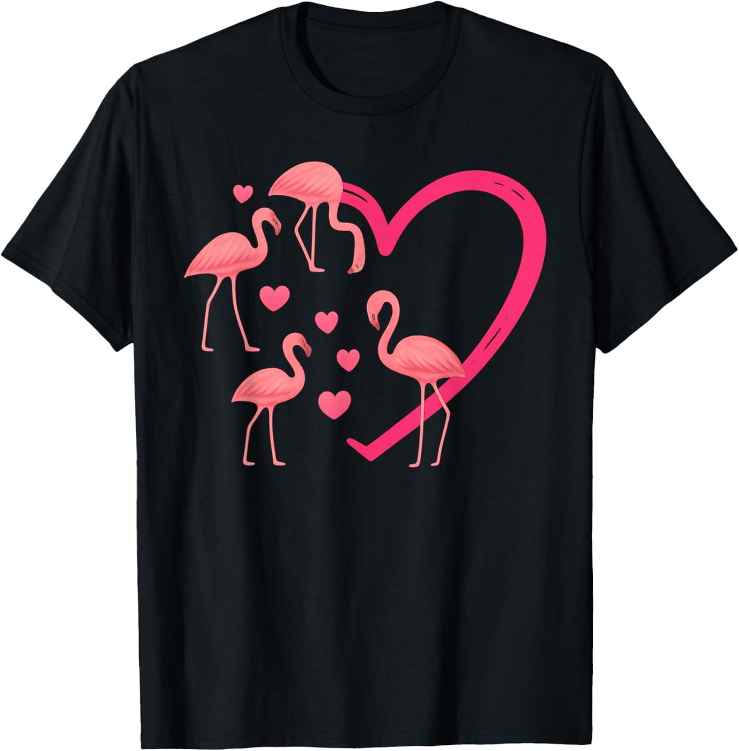Love Cute Valentine's 2026 Bird Flamingo T-Shirt - T-Shirt | Black