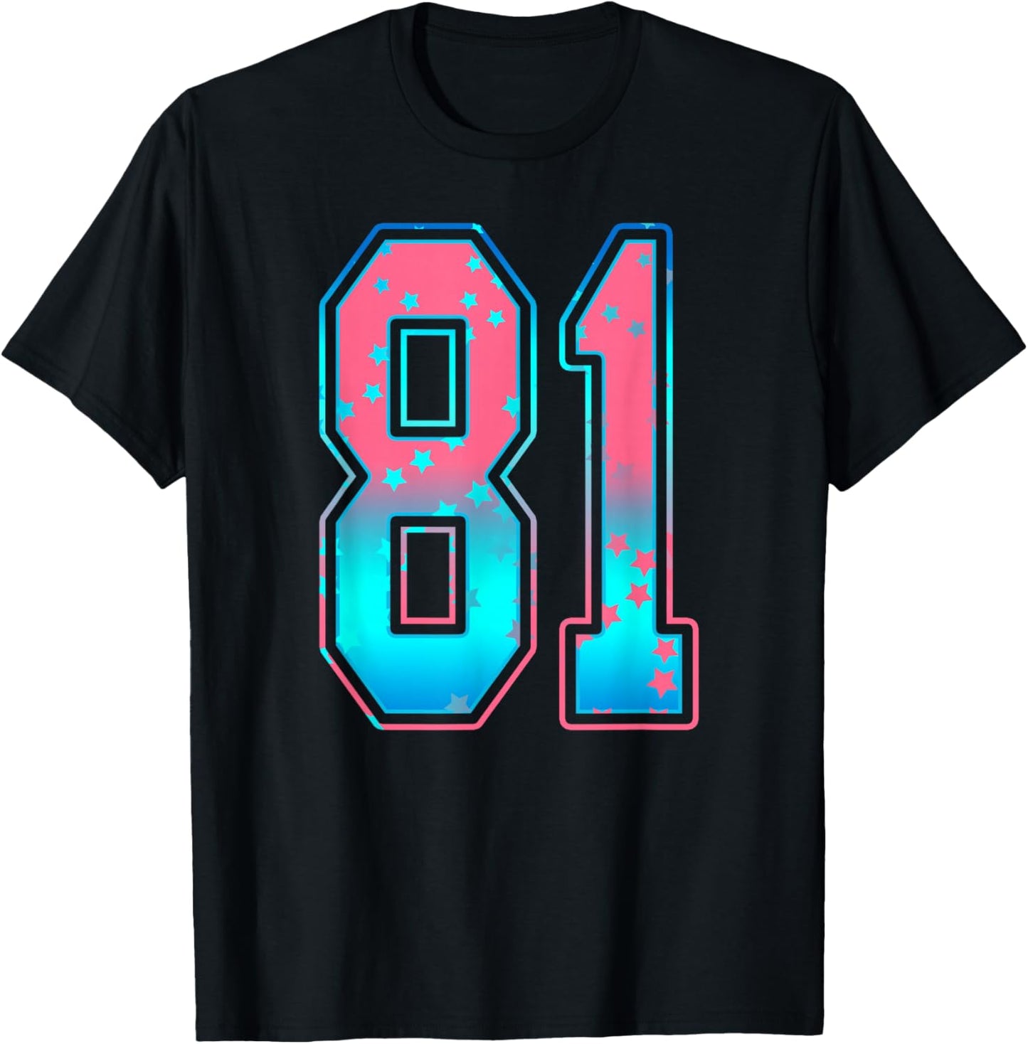 Pink and Cyan Blue Number 81 Jersey Player Uniform #81 Fan T-Shirt - T-Shirt | Black