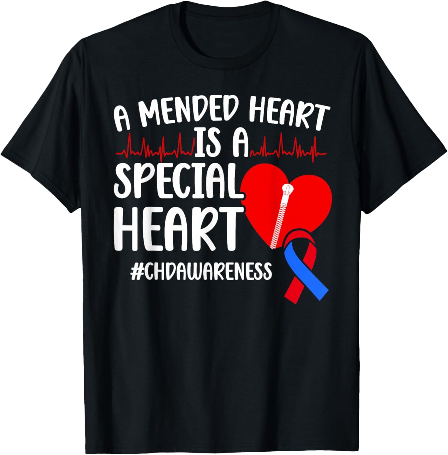 Mended Heart CHD Warrior Congenital Heart Disease Awareness T-Shirt - T-Shirt | Black