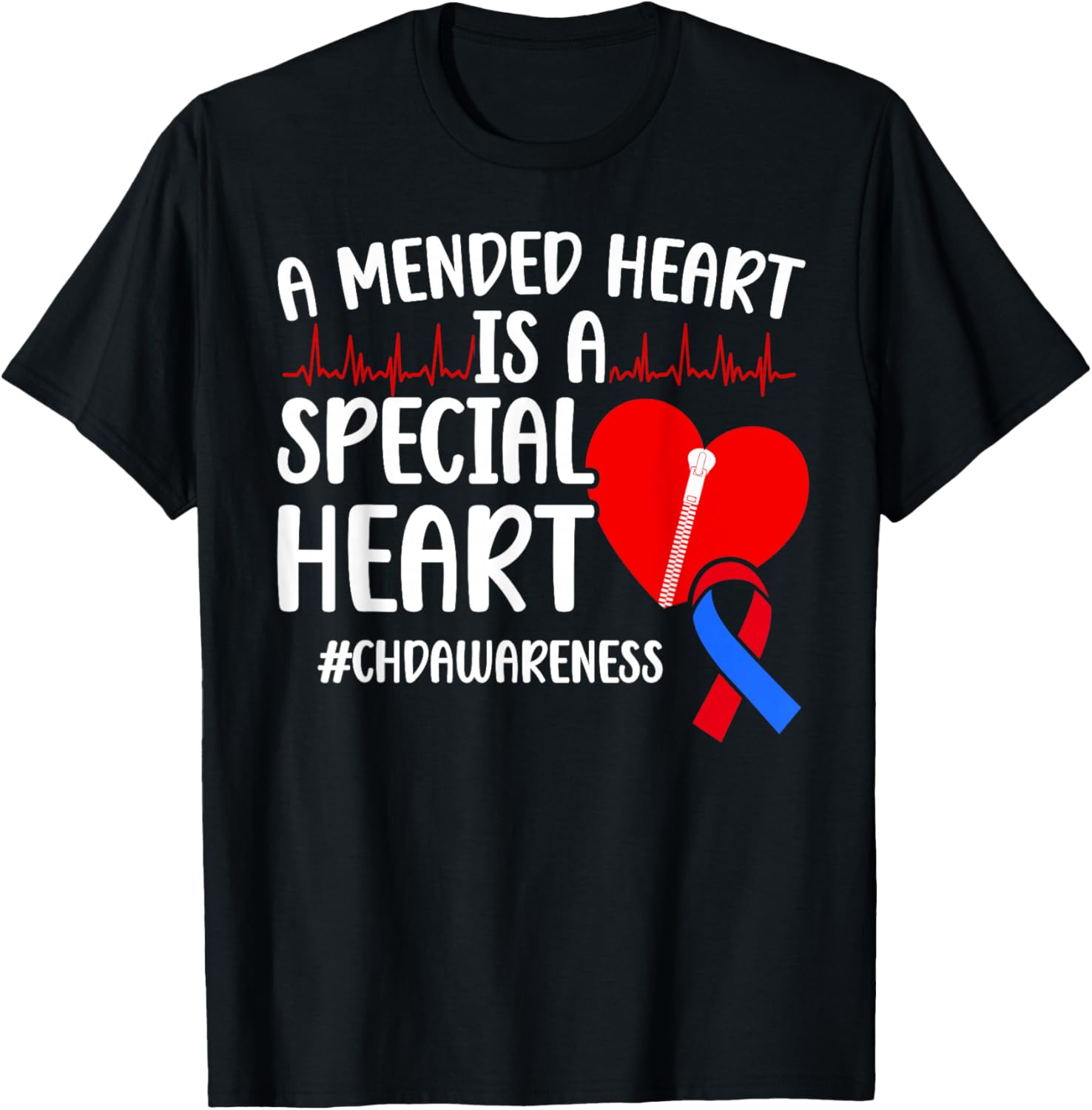 Mended Heart CHD Warrior Congenital Heart Disease Awareness T-Shirt - T-Shirt | Black