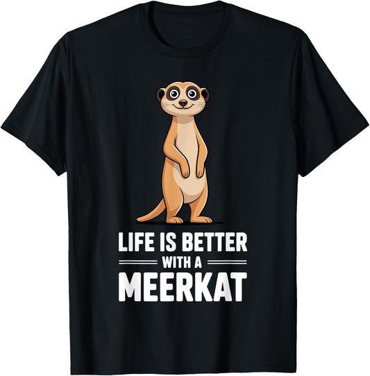 Meerkat Art Women Kids Zoo Safari Animal Meerkat T-Shirt - T-Shirt | Black