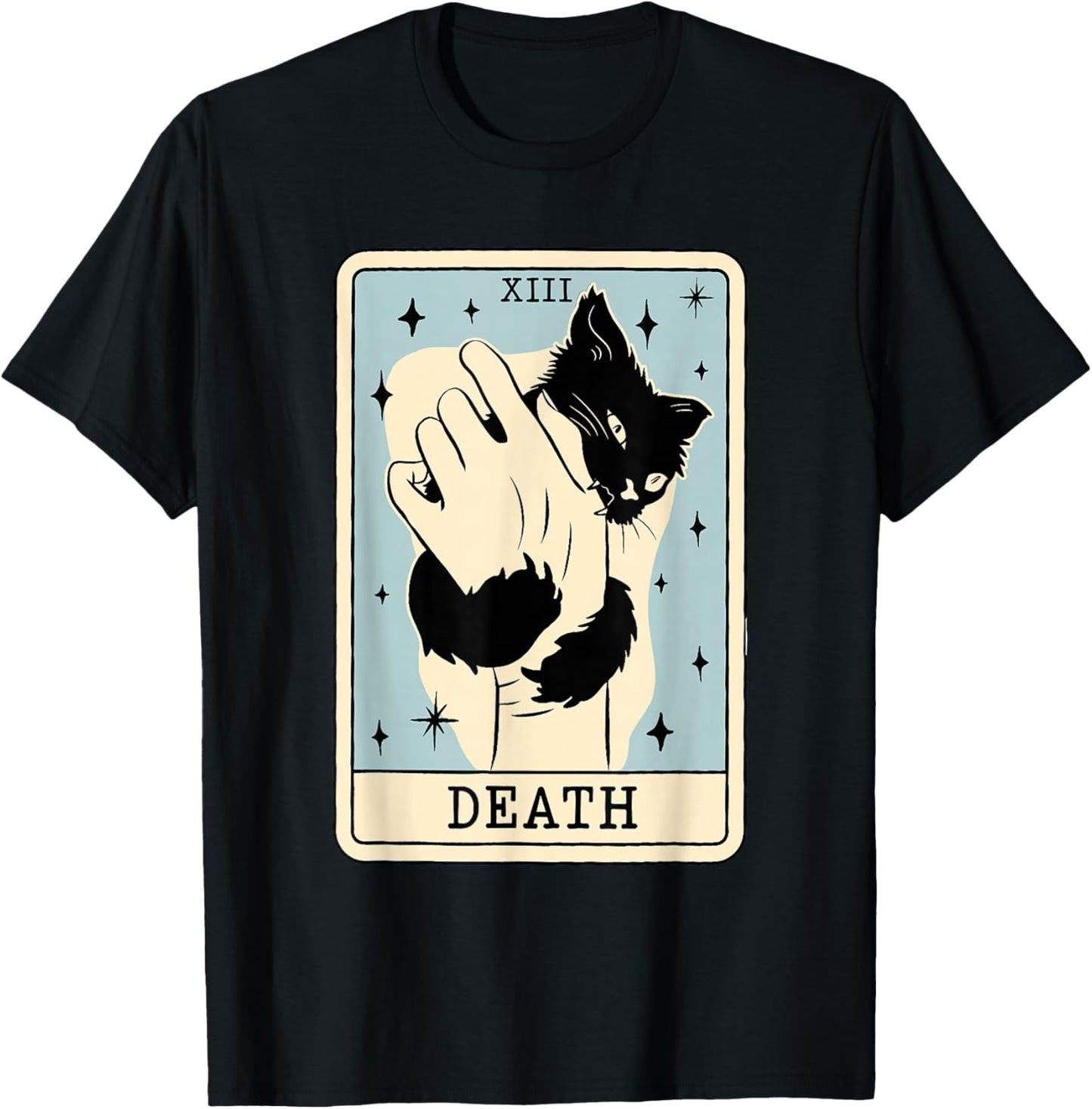 Black Cat Tarot Death Halloween Witchy Cat Lover Men Women T-Shirt - T-Shirt | Black