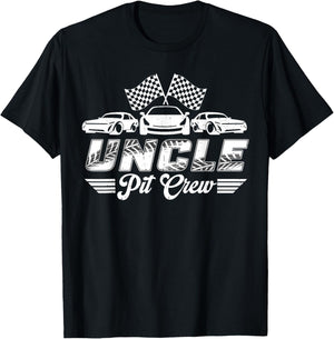 Uncle Pit Crew Birthday Party Race Car Lover T-Shirt - T-Shirt | Black