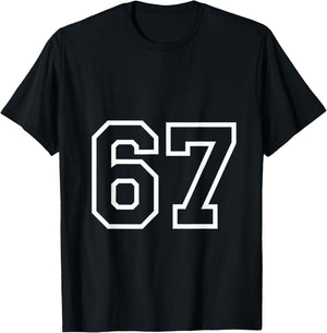 Number 67 Numbered Uniform Sports Jersey Team 67th Birthday T-Shirt - T-Shirt | Black