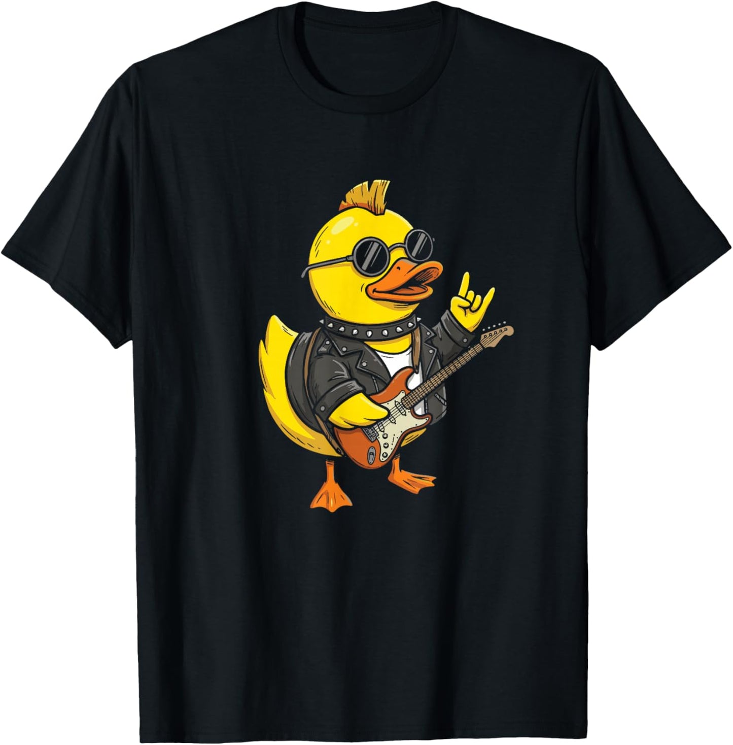 Rubber Duckie Playing Guitar Rock 'n' Roll Rubber Duck T-Shirt - T-Shirt | Black