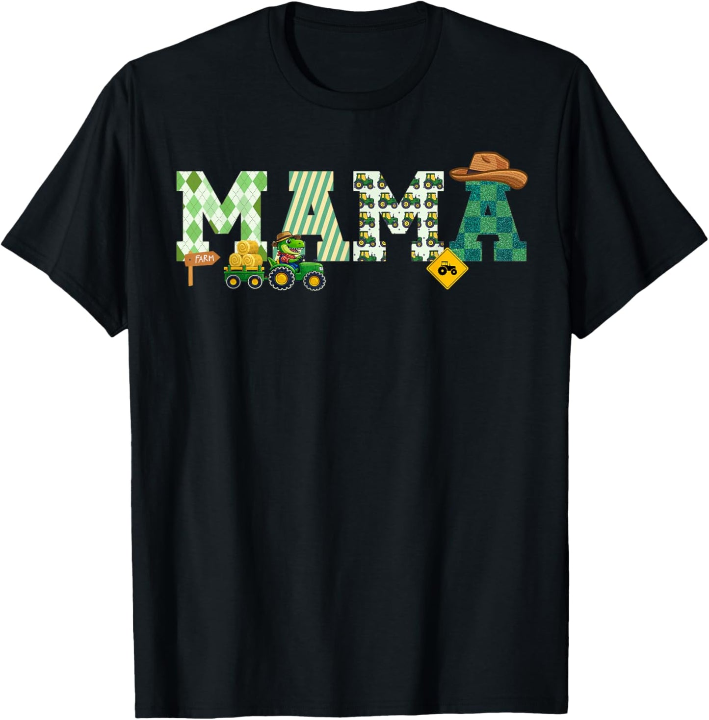 Farm Tractor Mama 1st Birthday Farmer T-Shirt - T-Shirt | Black