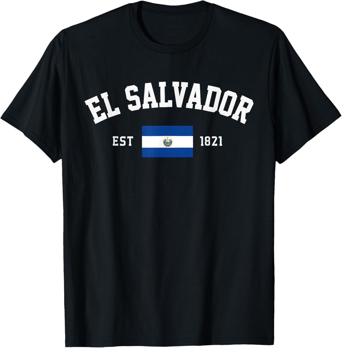 El Salvador EST 1821 Flag T-Shirt - T-Shirt | Black