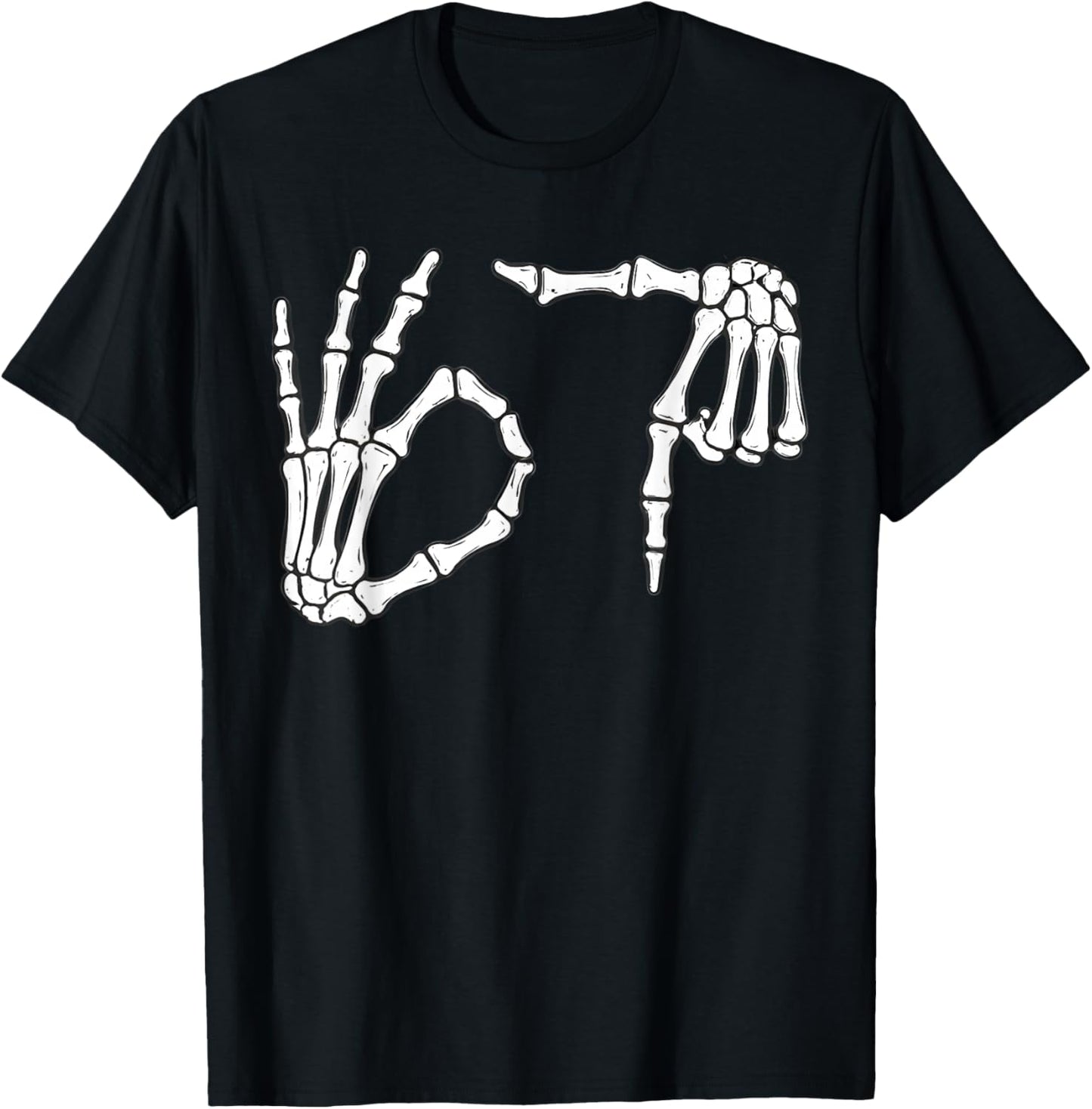 Funny Six Seven 6 7 Meme 67 Skeleton Hand Halloween Costume T-Shirt - T-Shirt | Black