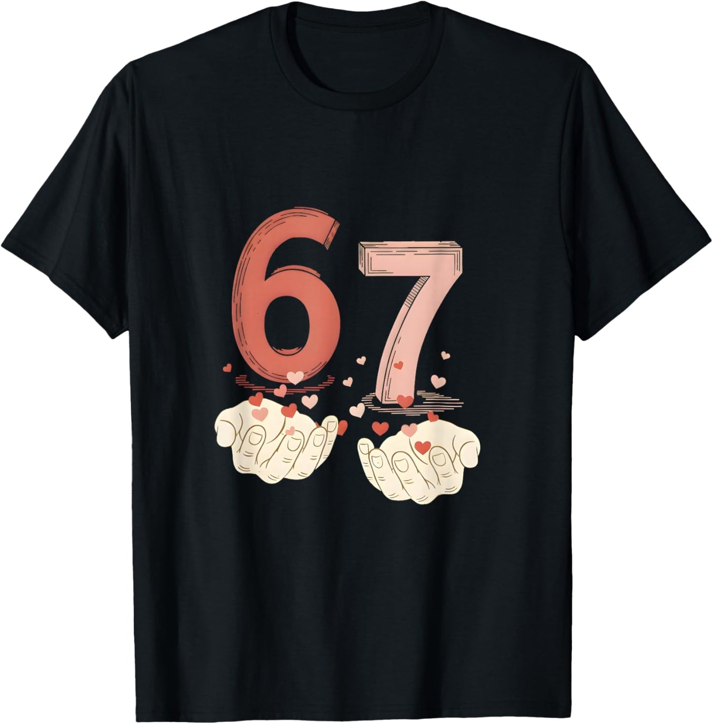 Funny Six Seven 6 7 67 Matching Valentines Day Couples T-Shirt - T-Shirt | Black