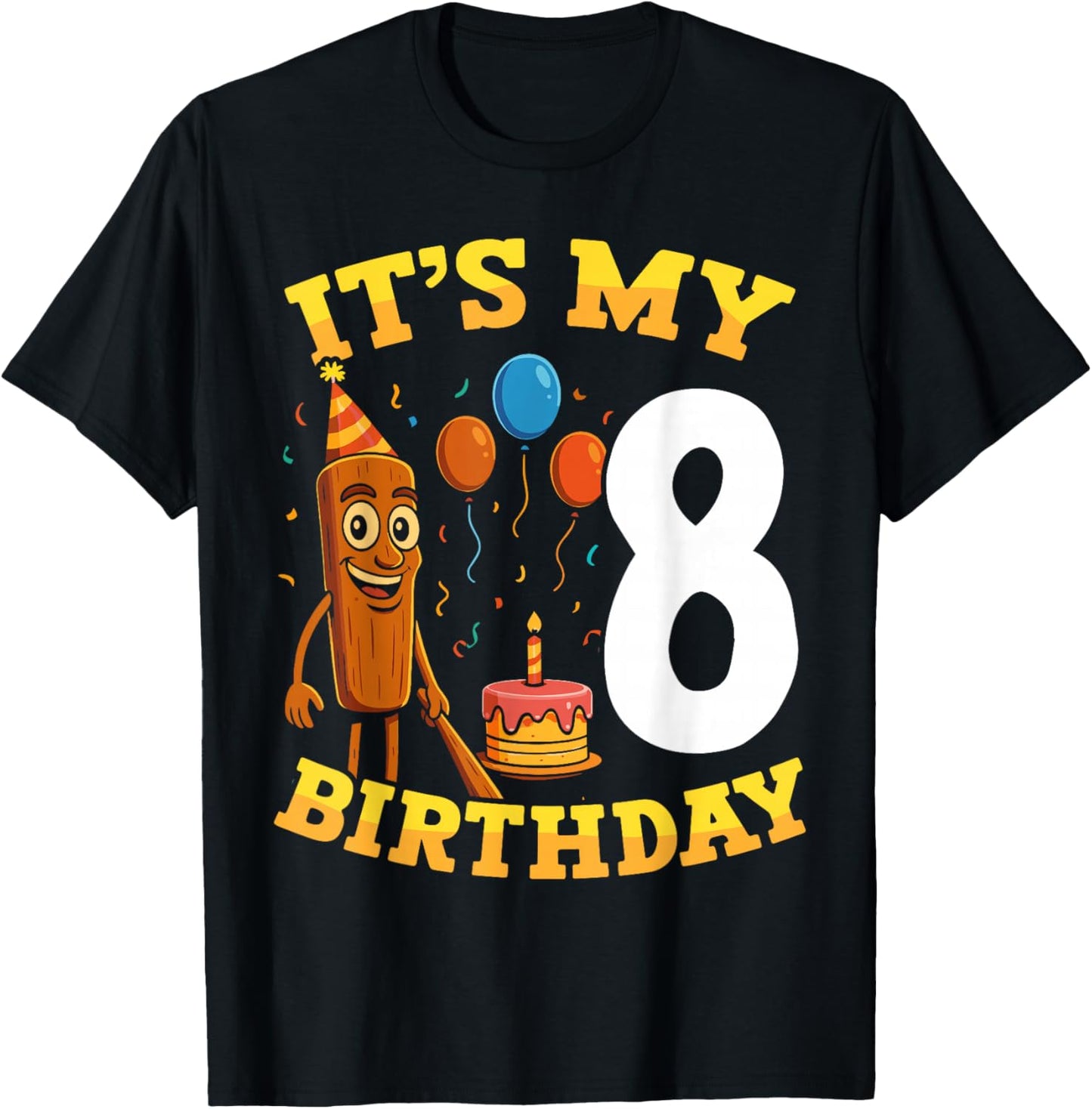 Italian Brainrot It's My Birthday 8 Age 8th Kids Boys Girls T-Shirt - T-Shirt | Black
