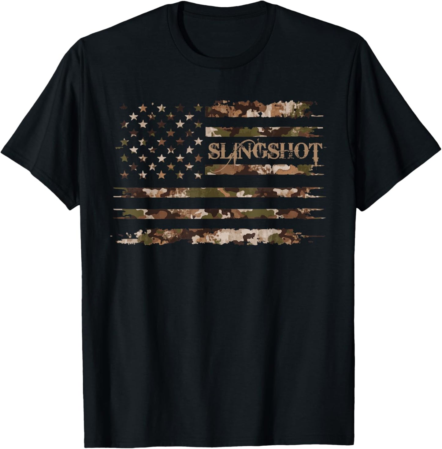 Slingshot Toy Camo Distressed American Flag Throwback T-Shirt - T-Shirt | Black