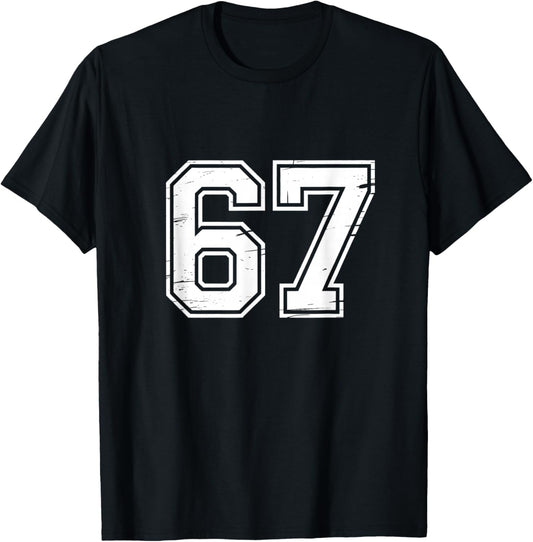 Six Seven 67 Meme Number T-Shirt - T-Shirt | Black