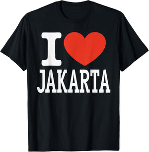 I Love Jakarta City Heart Graphic Souvenir Travel T-Shirt - T-Shirt | Black