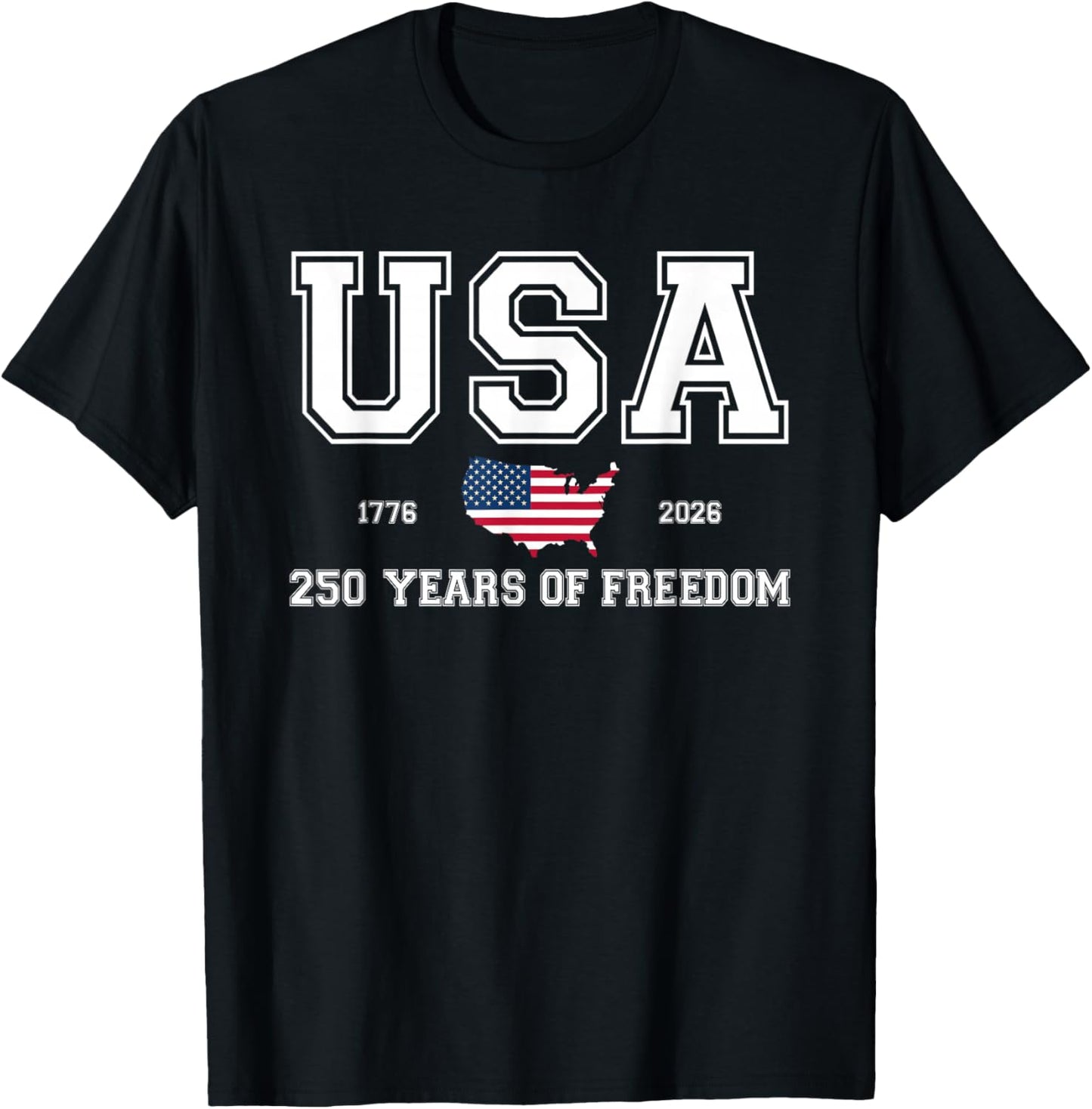 250 Years America 250th Anniversary Independence Day US Flag T-Shirt - T-Shirt | Black