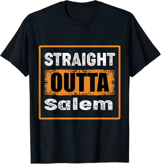 Straight Outta Salem Oregon USA Retro Distressed Vintage T-Shirt - T-Shirt | Black