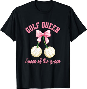 Coquette Bow Golf Queen Funny Female Golfer Women Golfing T-Shirt - T-Shirt | Black