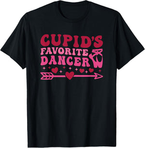 Dancer Valentine's Day Dance and Ballet Cute Hearts T-Shirt - T-Shirt | Black