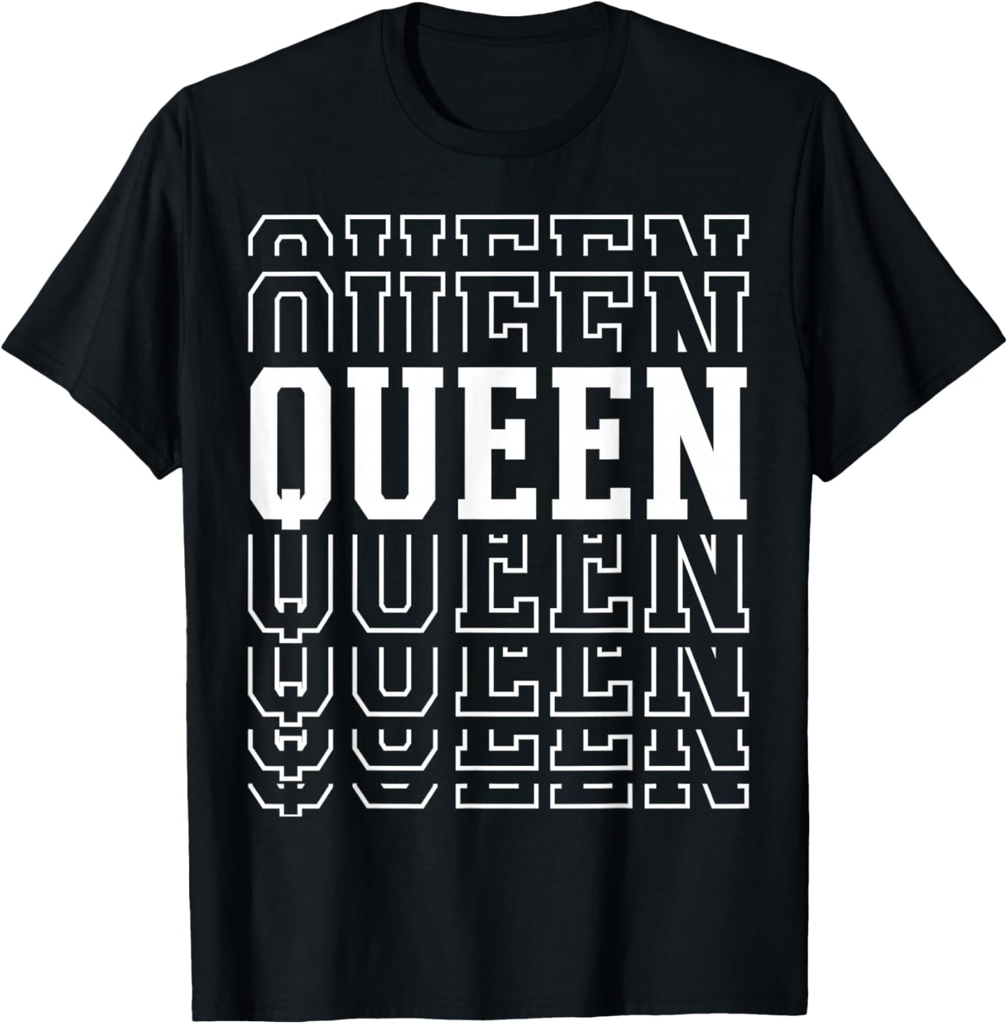 Queen Layered Text Costume Royalty Party T-Shirt - T-Shirt | Black