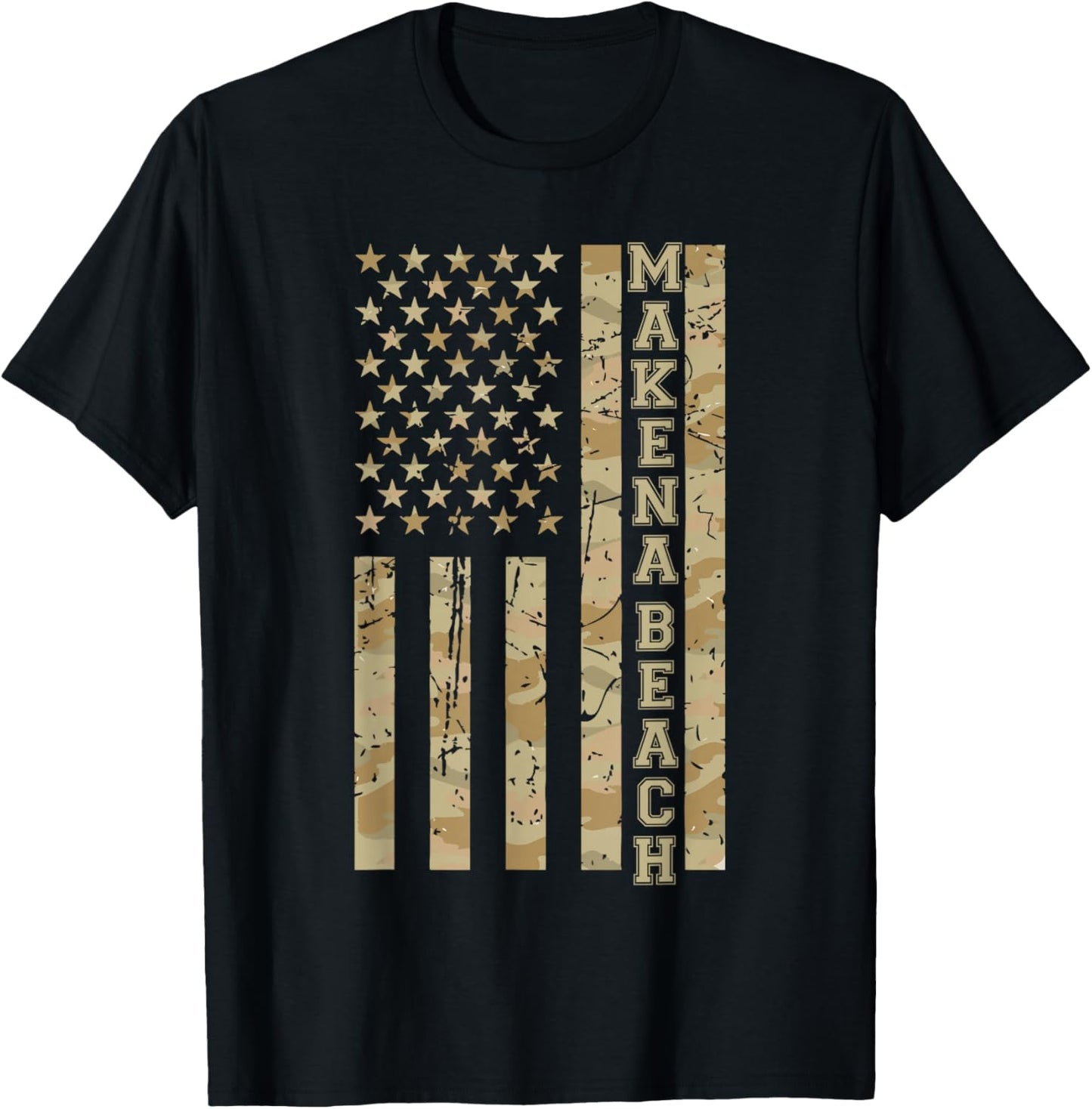 Makena Beach Hawaii Beach Desert Camo Distressed American T-Shirt - T-Shirt | Black