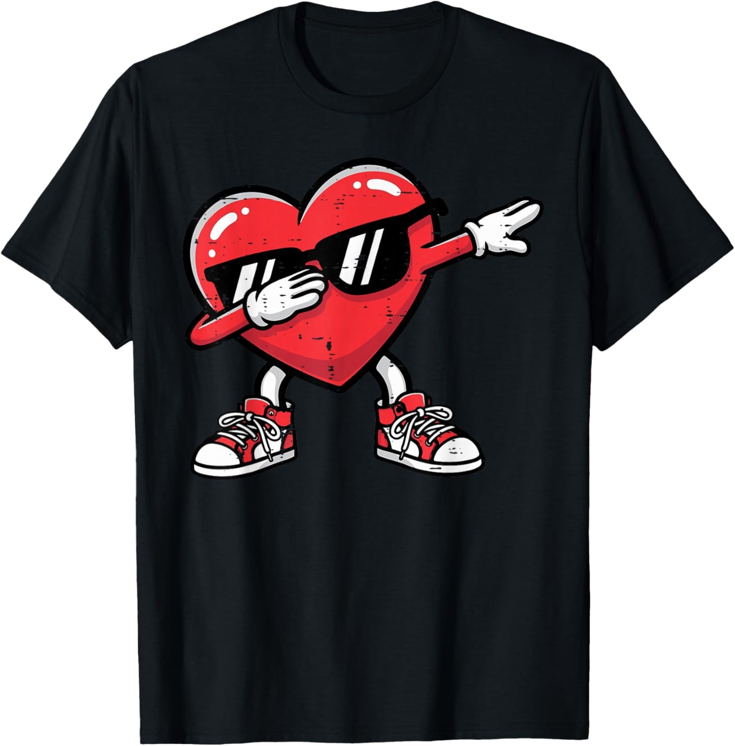 Valentines Day Dabbing Heart Dab Dance Girls Kids Women Men T-Shirt - T-Shirt | Black