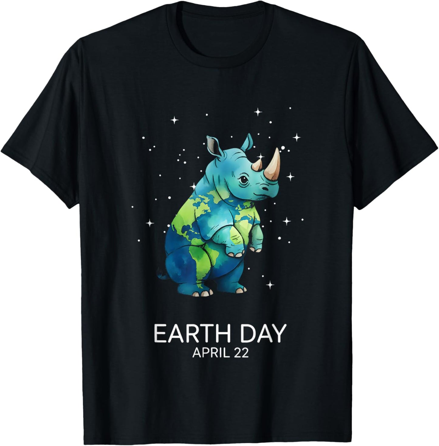 Earth Day 2026 Rhino Art T-Shirt - T-Shirt | Black