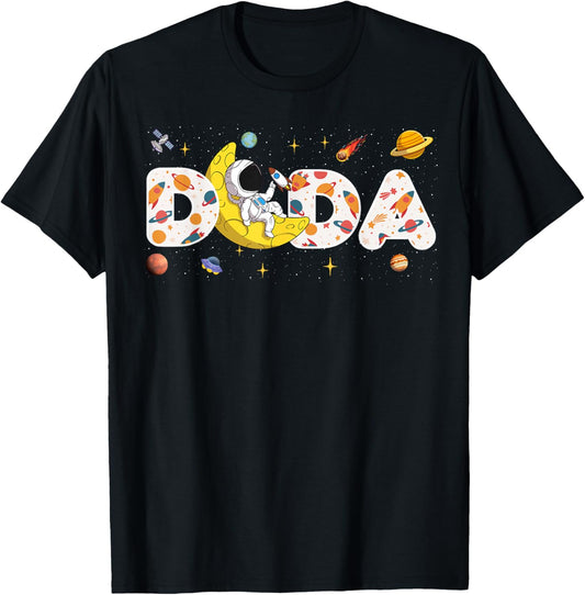 Astronaut Dada Space Birthday Planets Party Matching Family T-Shirt - T-Shirt | Black