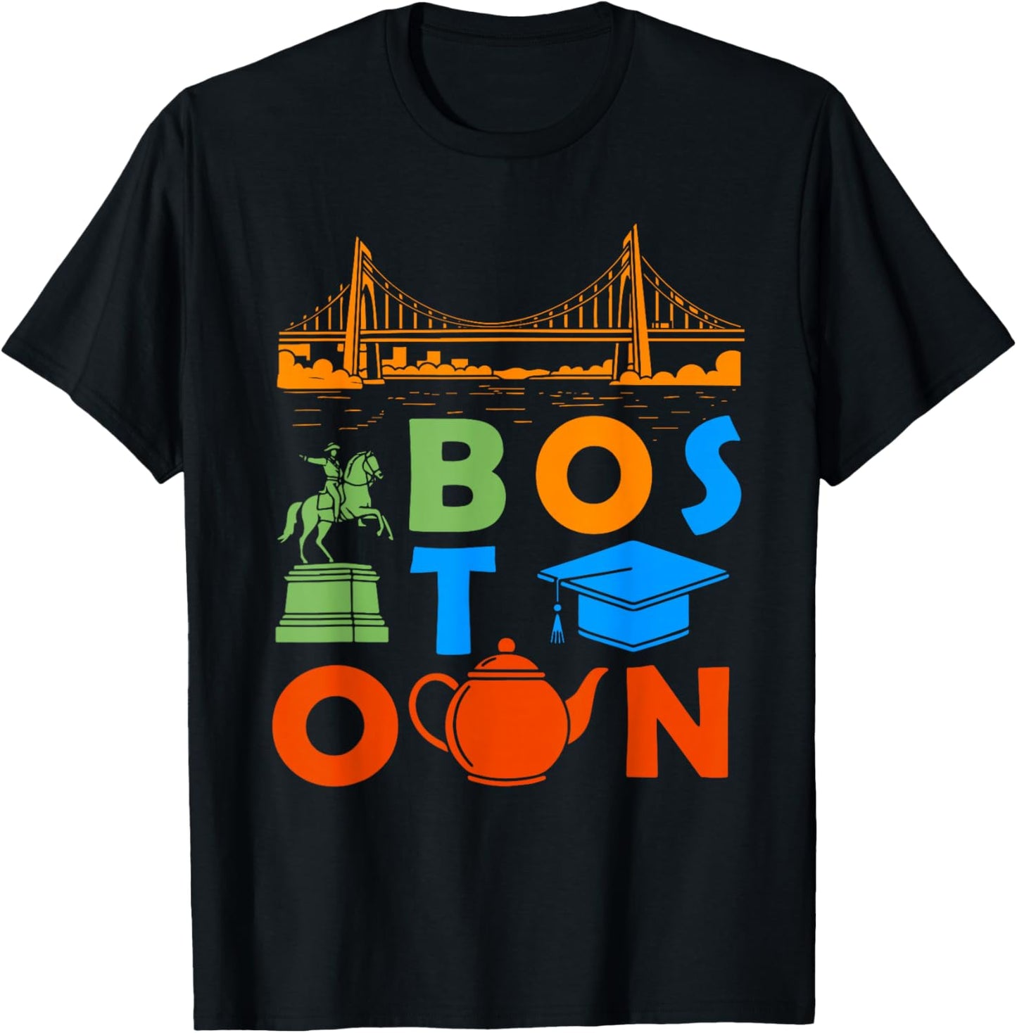 Boston Massachusetts Souvenir Men Boston Bridge Boston T-Shirt - T-Shirt | Black