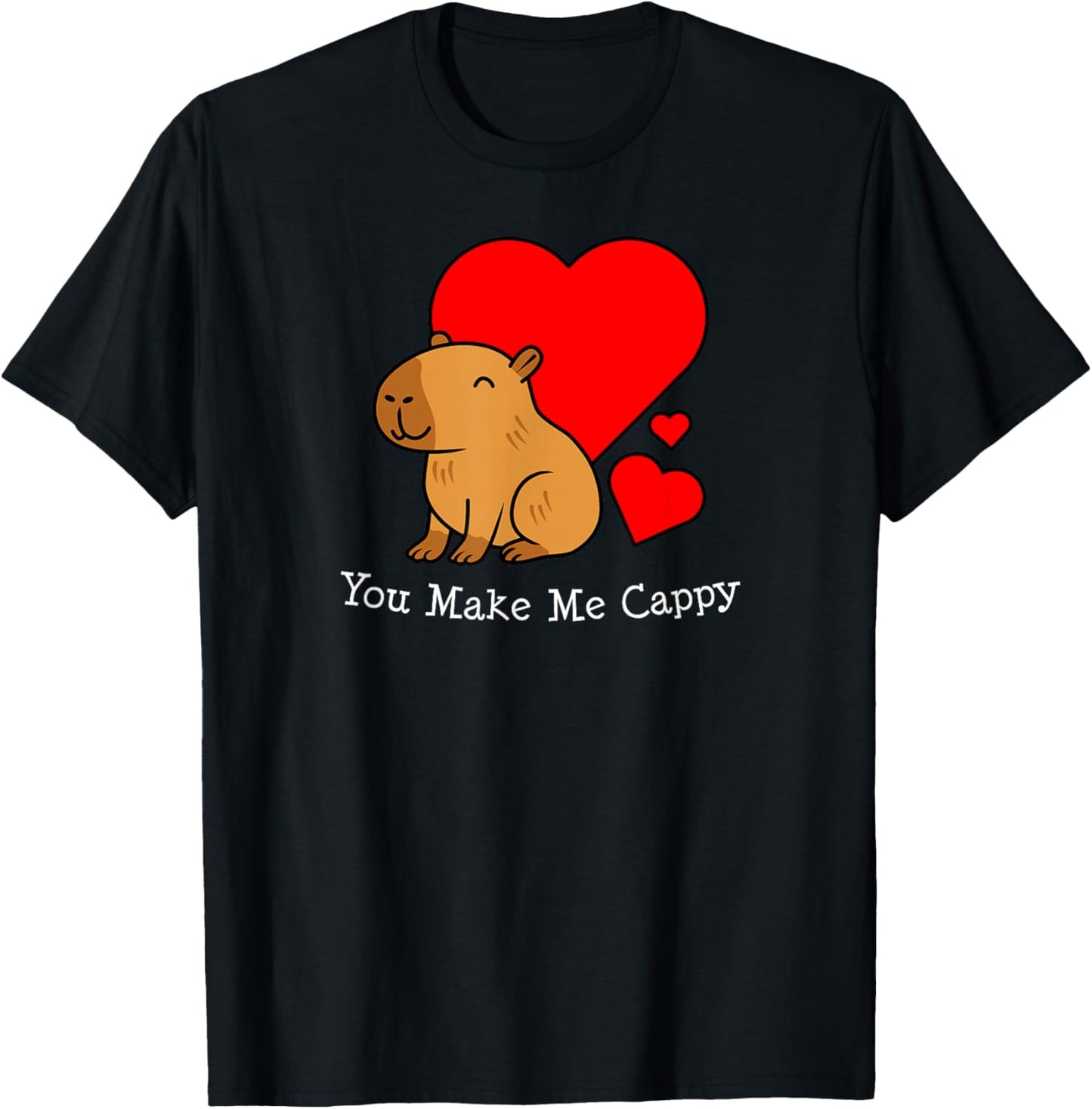 Capybara Valentine's Day Pun Make Me Cappy T-Shirt - T-Shirt | Black