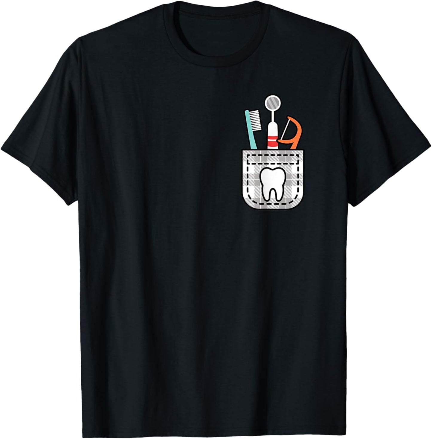 Dental Pocket Tooth Hygienist Assistant Dentist Men Women T-Shirt - T-Shirt | Black