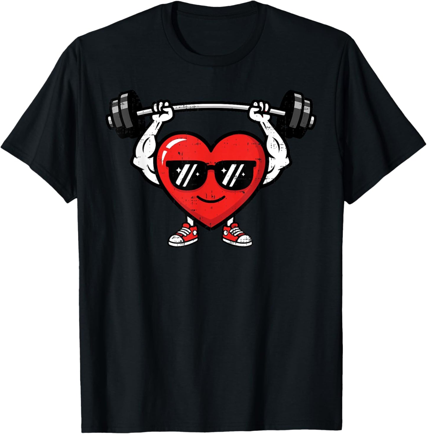 Valentines Day Workout Heart Barbel Deadlift Gym Men Women T-Shirt - T-Shirt | Black