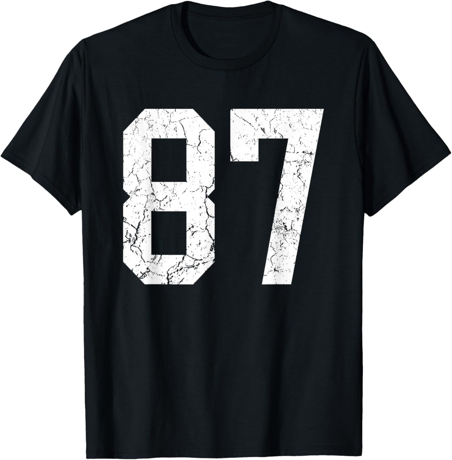 Distressed White Number 87 Jersey Player Uniform #87 T-Shirt - T-Shirt | Black